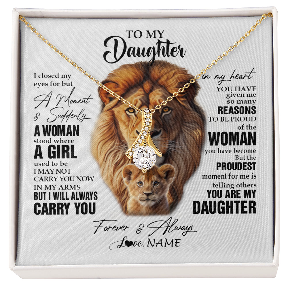 Alluring Beauty Necklace 18K Yellow Gold Finish | 1 | Personalized To My Daughter Lion Necklace From Dad Father I Closed My Eyes Great Daughter Birthday Gifts Graduation Christmas Customized Gift Box Message Card | siriusteestore