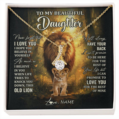 Alluring Beauty Necklace 18K Yellow Gold Finish | 1 | Personalized To My Daughter Lion Necklace From Dad Father Never Forget That I Love You Daughter Birthday Graduation Christmas Customized Gift Box Message Card | siriusteestore