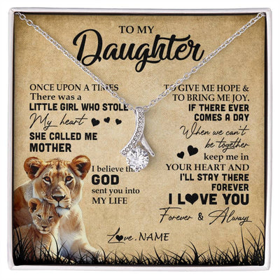 Alluring Beauty Necklace | Personalized To My Daughter Lion Necklace From Mom Mother I'll Stay There Forever Daughter Birthday Graduation Christmas Customized Gift Box Message Card | siriusteestore