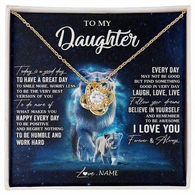 Love Knot Necklace 18K Yellow Gold Finish | 1 | Personalized To My Daughter Lion Necklace From Mom Mother Today Is A Good Day Daughter Gifts Birthday Graduation Christmas Customized Gift Box Message Card | siriusteestore