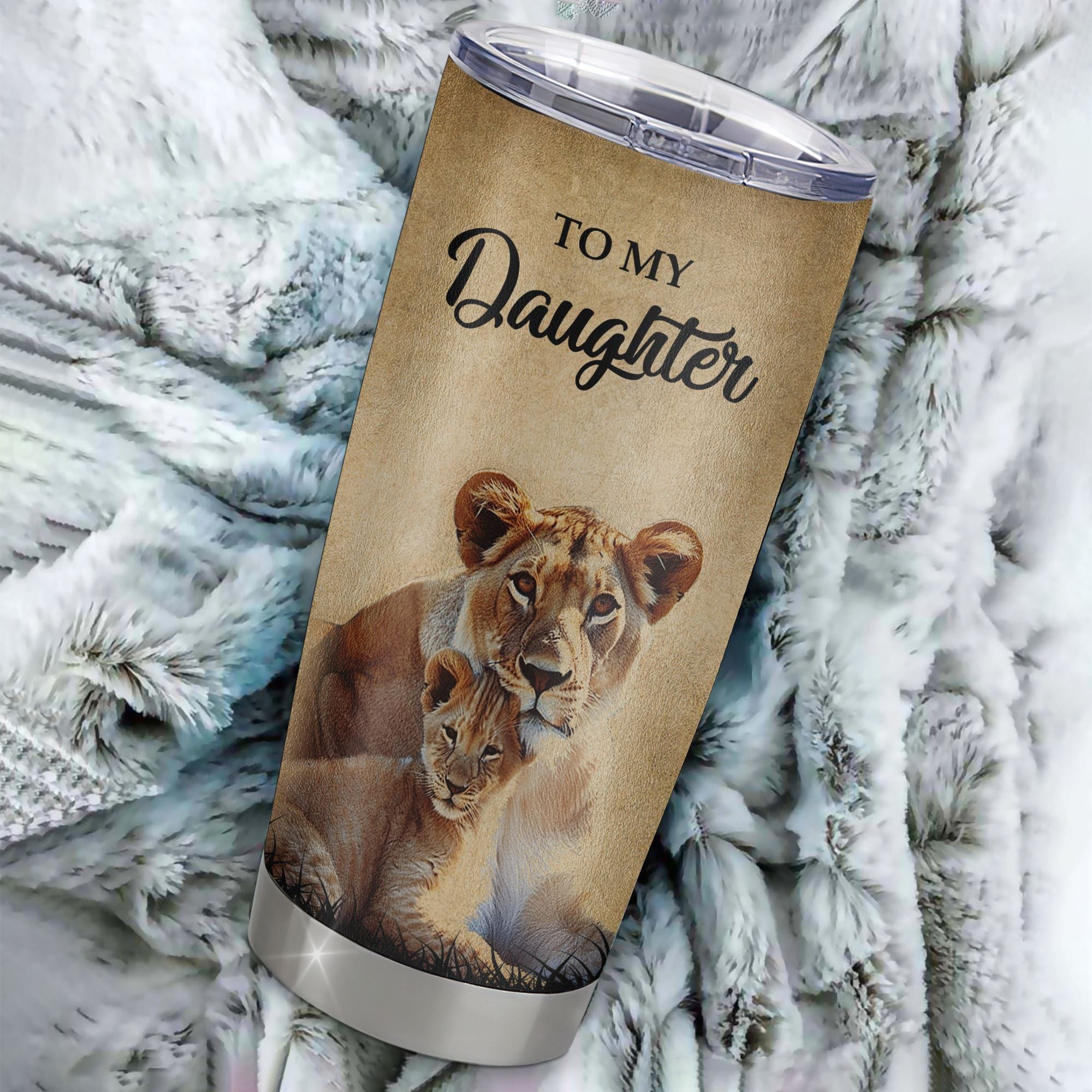 Personalized To My Daughter Lion Tumbler From Mom Mother Stainless Steel Cup I'll Stay There Forever Daughter Birthday Graduation Christmas Travel Mug | siriusteestore