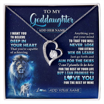 Forever Love Necklace 14K White Gold Finish | 1 | Personalized To My Daughter Necklace From Dad Father Believe Your Heart Daughter Gift Birthday Graduation Christmas Customized Gift Box Message Card | siriusteestore.myshopify