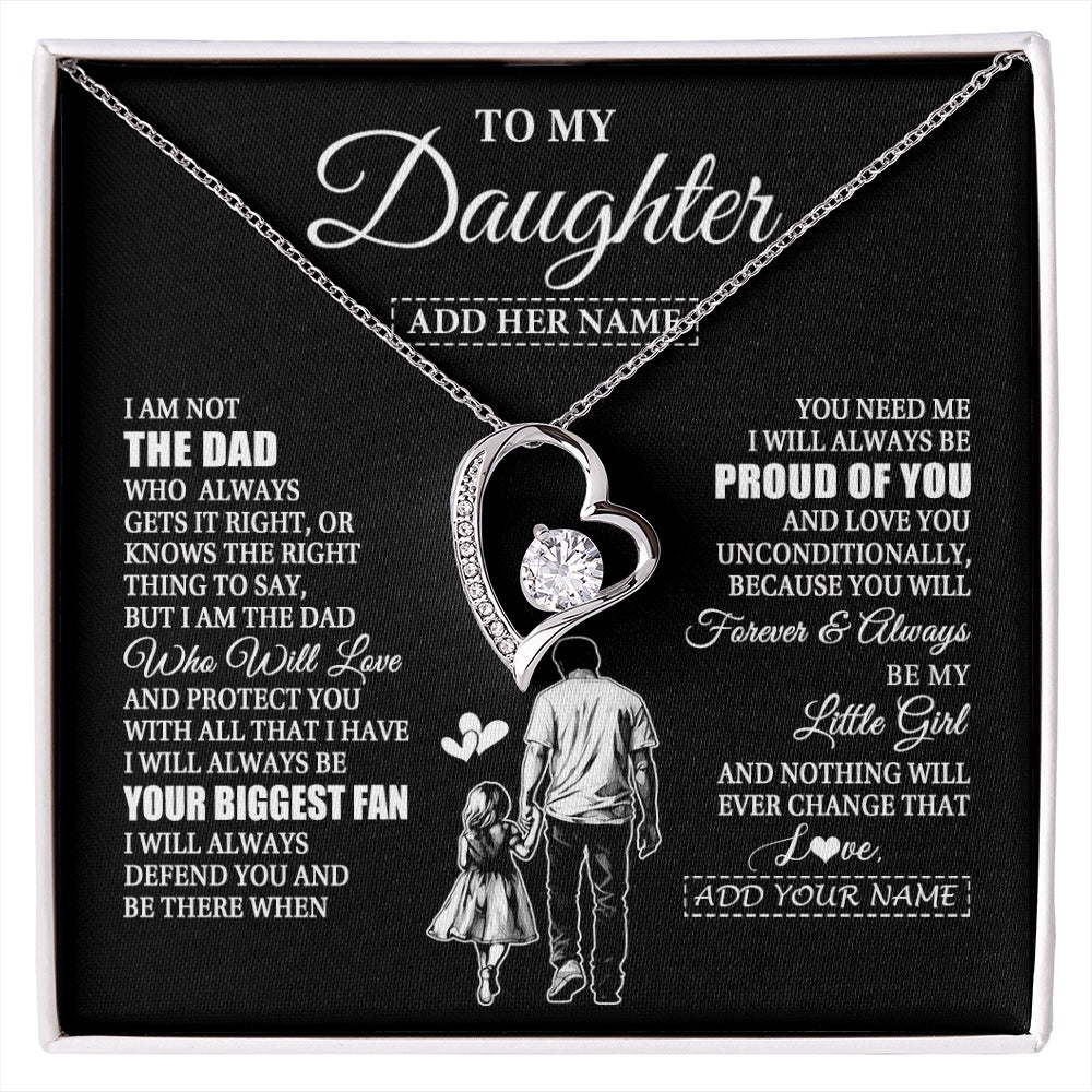 Forever Love Necklace 14K White Gold Finish | 1 | Personalized To My Daughter Necklace From Dad Father Biggest Fan Birthday Gifts For Daughter From Dad Daughter Christmas Custom Gift Box Message Card | siriusteestore.myshopify
