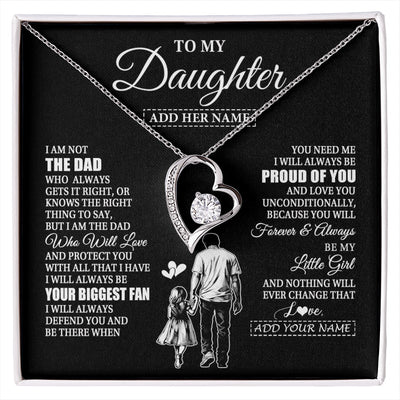 Forever Love Necklace 14K White Gold Finish | 1 | Personalized To My Daughter Necklace From Dad Father Biggest Fan Birthday Gifts For Daughter From Dad Daughter Christmas Custom Gift Box Message Card | siriusteestore.myshopify