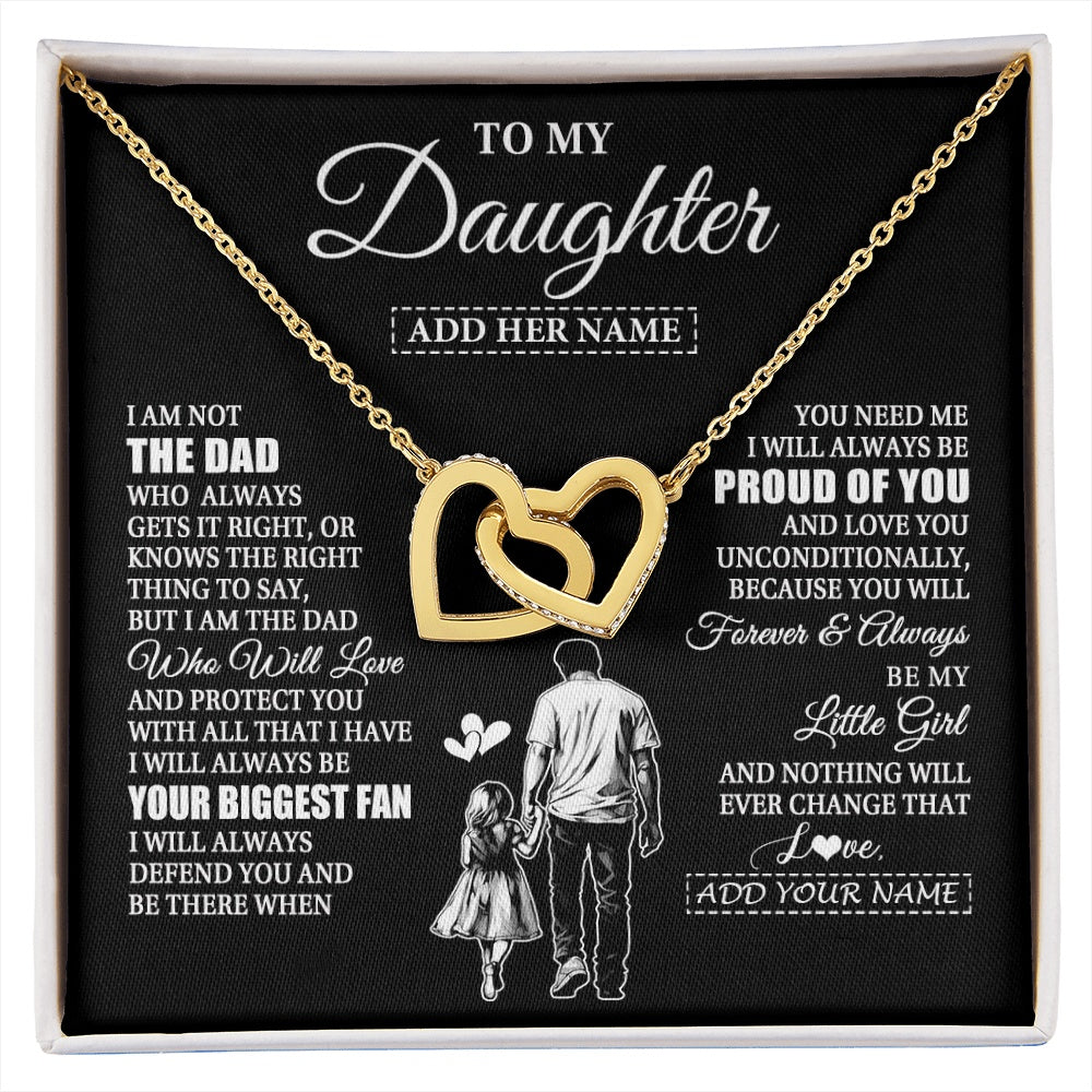 Interlocking Hearts Necklace 18K Yellow Gold Finish | 1 | Personalized To My Daughter Necklace From Dad Father Biggest Fan Birthday Gifts For Daughter From Dad Daughter Christmas Custom Gift Box Message Card | siriusteestore.myshopify