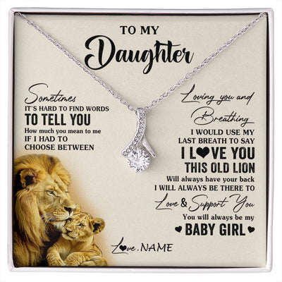 Alluring Beauty Necklace 14K White Gold Finish | 1 | Personalized To My Daughter Necklace From Dad Father I Love You This Old Lion Daughter Birthday Graduation Christmas Jewelry Customized Gift Box Message Card | siriusteestore