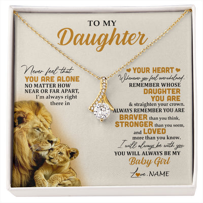 Alluring Beauty Necklace 18K Yellow Gold Finish | 1 | Personalized To My Daughter Necklace From Dad Father Lion Never Feel That You Are Alone Great Daughter Birthday Christmas Customized Gift Box Message Card | siriusteestore