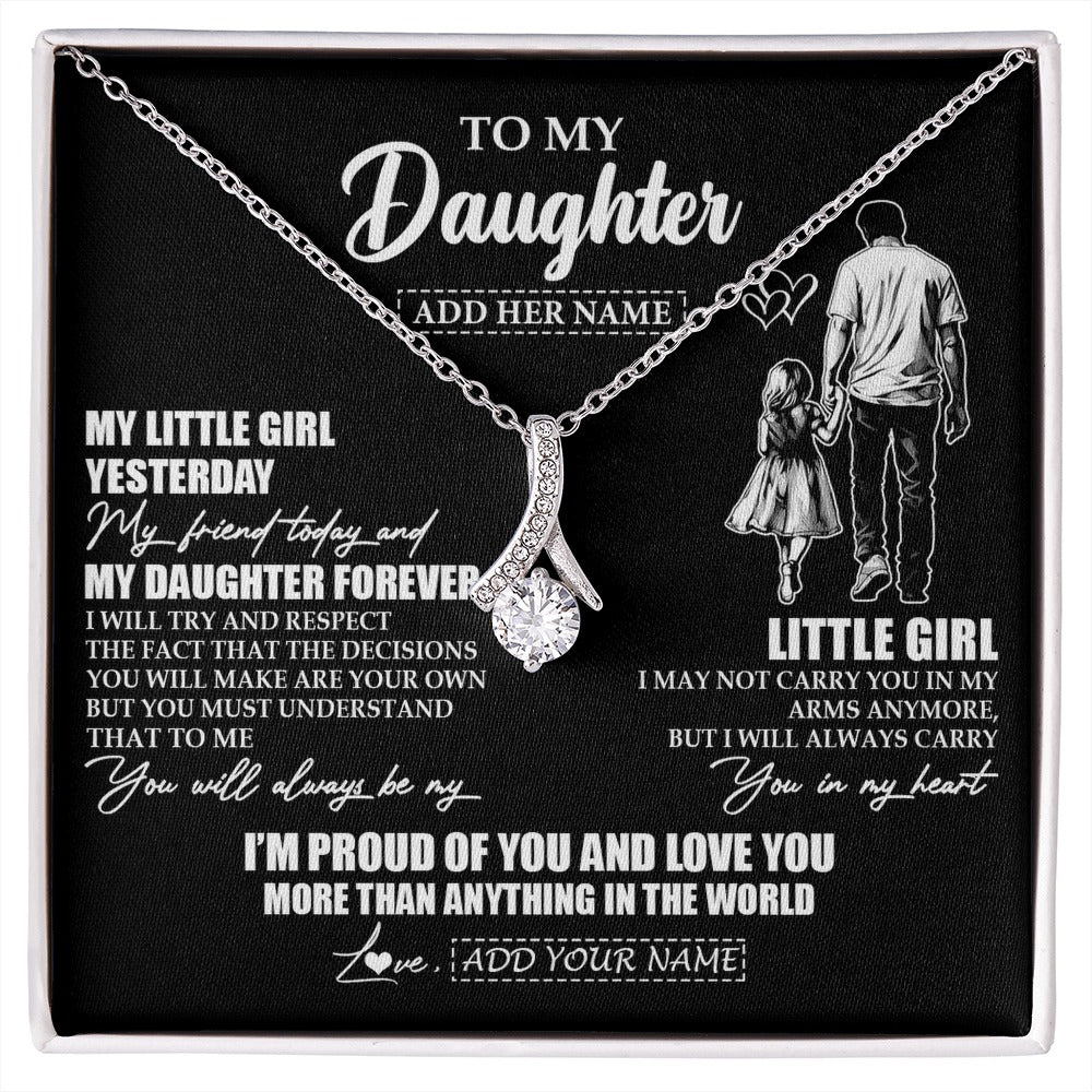 Alluring Beauty Necklace 14K White Gold Finish | 1 | Personalized To My Daughter Necklace From Dad Father My Girl My Friend Proud And Love Daughter Birthday Graduation Christmas Custom Gift Box Message Card | https://siriusteestore.
