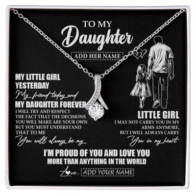 Alluring Beauty Necklace 14K White Gold Finish | 1 | Personalized To My Daughter Necklace From Dad Father My Girl My Friend Proud And Love Daughter Birthday Graduation Christmas Custom Gift Box Message Card | https://siriusteestore.