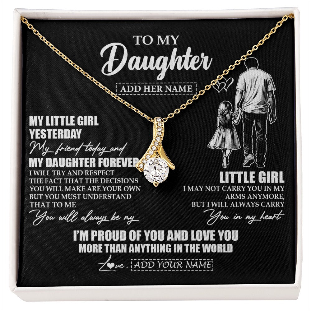 Alluring Beauty Necklace 18K Yellow Gold Finish | 1 | Personalized To My Daughter Necklace From Dad Father My Girl My Friend Proud And Love Daughter Birthday Graduation Christmas Custom Gift Box Message Card | https://siriusteestore.