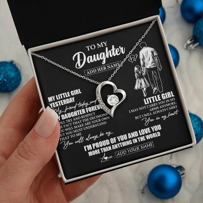 Forever Love Necklace 14K White Gold Finish | 2 | Personalized To My Daughter Necklace From Dad Father My Girl My Friend Proud And Love Daughter Birthday Graduation Christmas Custom Gift Box Message Card | https://siriusteestore.