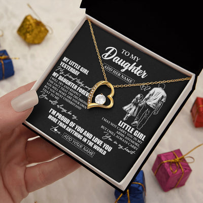 Forever Love Necklace 18K Yellow Gold Finish | 2 | Personalized To My Daughter Necklace From Dad Father My Girl My Friend Proud And Love Daughter Birthday Graduation Christmas Custom Gift Box Message Card | https://siriusteestore.