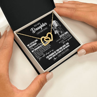 Interlocking Hearts Necklace 18K Yellow Gold Finish | 2 | Personalized To My Daughter Necklace From Dad Father My Girl My Friend Proud And Love Daughter Birthday Graduation Christmas Custom Gift Box Message Card | https://siriusteestore.