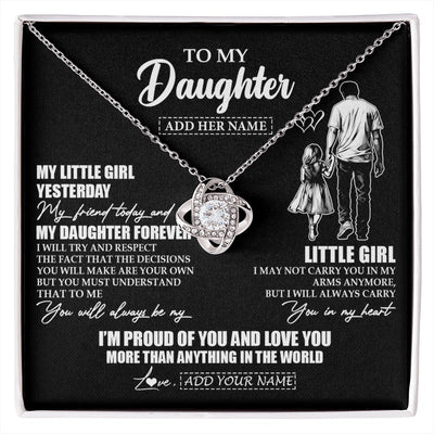 Love Knot Necklace 14K White Gold Finish | 1 | Personalized To My Daughter Necklace From Dad Father My Girl My Friend Proud And Love Daughter Birthday Graduation Christmas Custom Gift Box Message Card | https://siriusteestore.