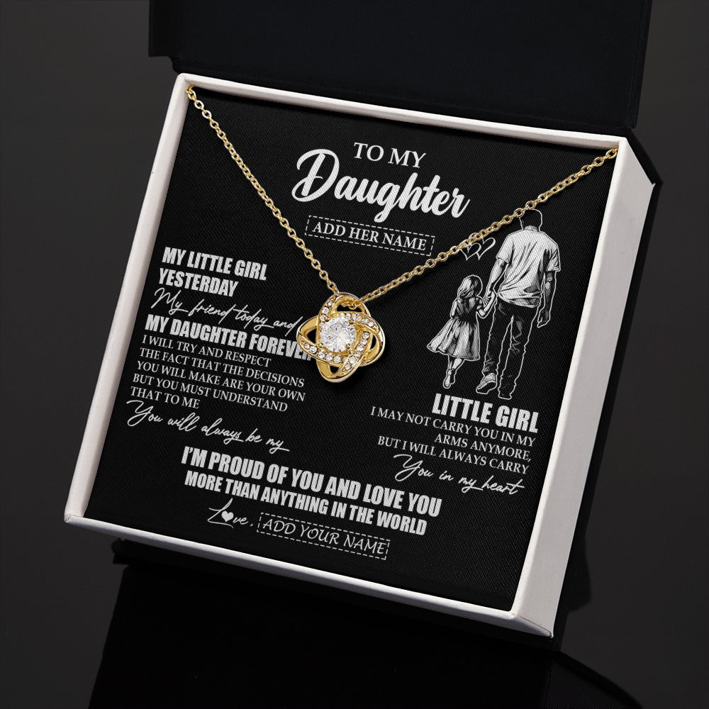 Love Knot Necklace 18K Yellow Gold Finish | 2 | Personalized To My Daughter Necklace From Dad Father My Girl My Friend Proud And Love Daughter Birthday Graduation Christmas Custom Gift Box Message Card | https://siriusteestore.