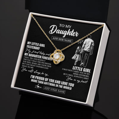 Love Knot Necklace 18K Yellow Gold Finish | 2 | Personalized To My Daughter Necklace From Dad Father My Girl My Friend Proud And Love Daughter Birthday Graduation Christmas Custom Gift Box Message Card | https://siriusteestore.