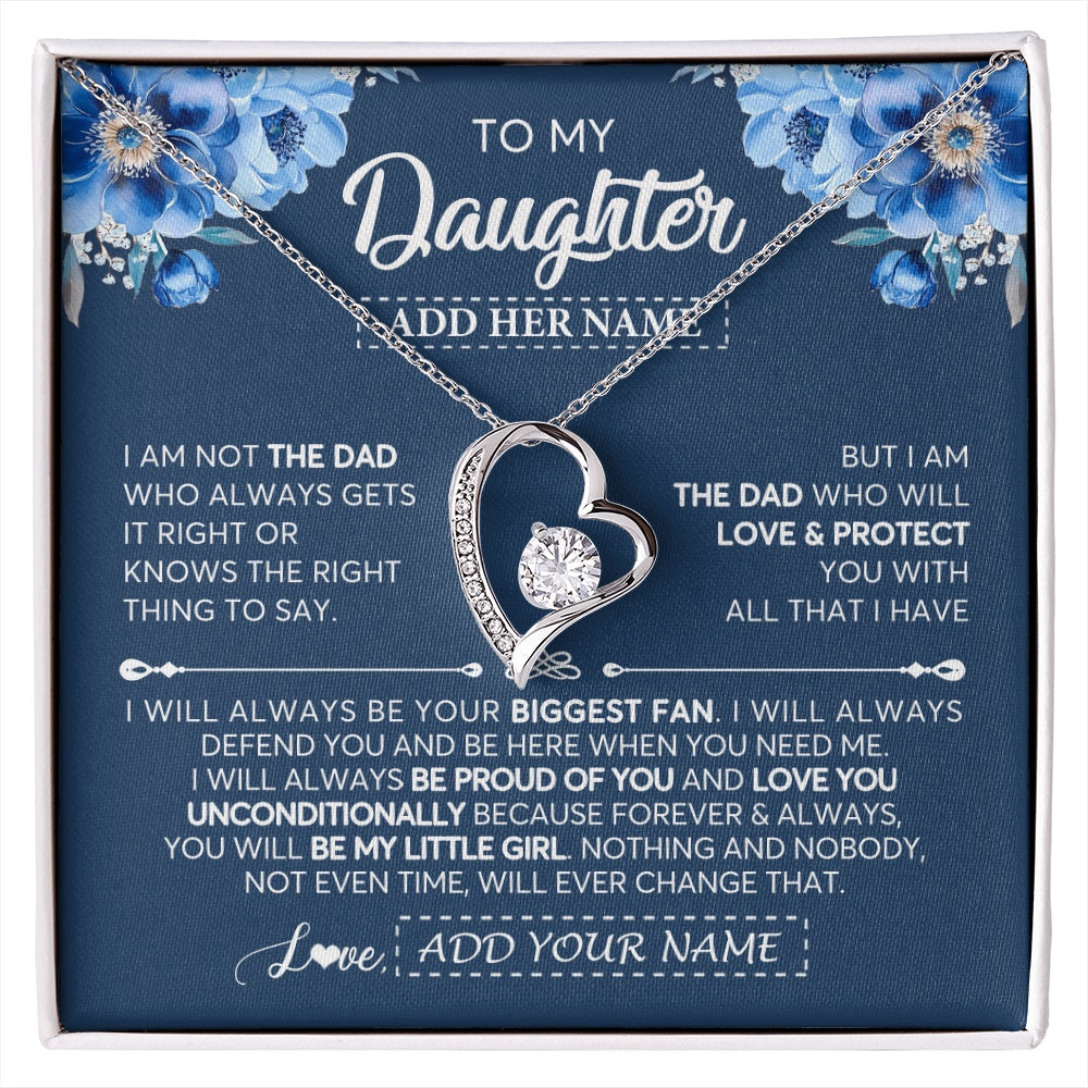Forever Love Necklace 14K White Gold Finish | 1 | Personalized To My Daughter Necklace From Dad Father Proud Of You Birthday Gifts For Daughter Jewelry Gifts Christmas Custom Gift Box Message Card | https://siriusteestore.
