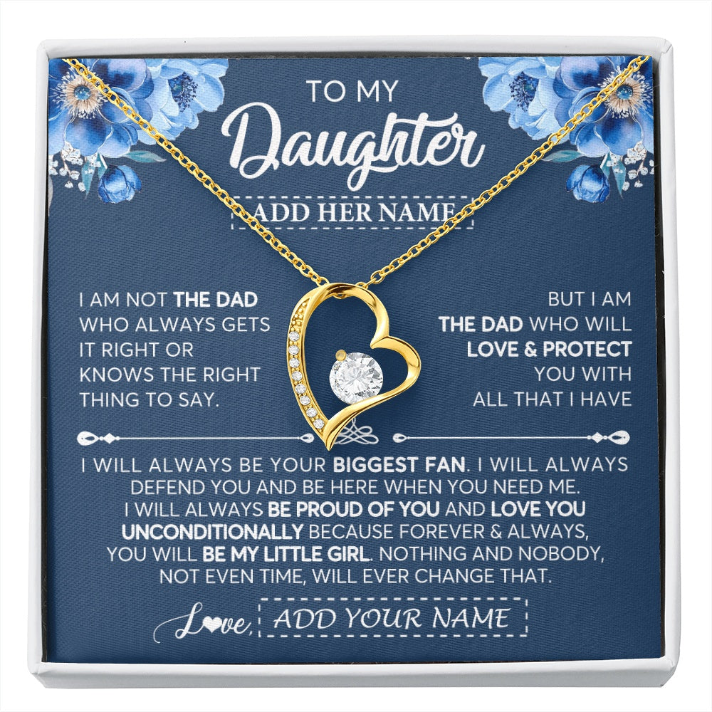 Forever Love Necklace 18K Yellow Gold Finish | 1 | Personalized To My Daughter Necklace From Dad Father Proud Of You Birthday Gifts For Daughter Jewelry Gifts Christmas Custom Gift Box Message Card | https://siriusteestore.