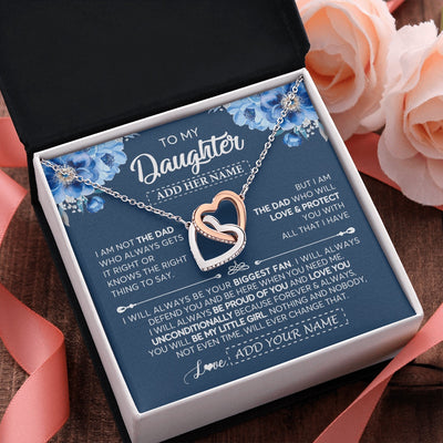 Interlocking Hearts Necklace Stainless Steel & Rose Gold Finish | 2 | Personalized To My Daughter Necklace From Dad Father Proud Of You Birthday Gifts For Daughter Jewelry Gifts Christmas Custom Gift Box Message Card | https://siriusteestore.