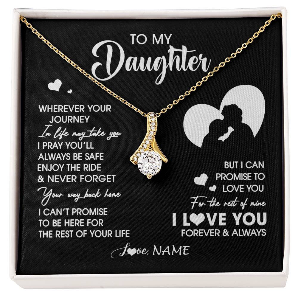 Alluring Beauty Necklace 18K Yellow Gold Finish | 1 | Personalized To My Daughter Necklace From Dad Father Wherever Your Journey Daughter Birthday Gifts Graduation Christmas Customized Gift Box Message Card | siriusteestore