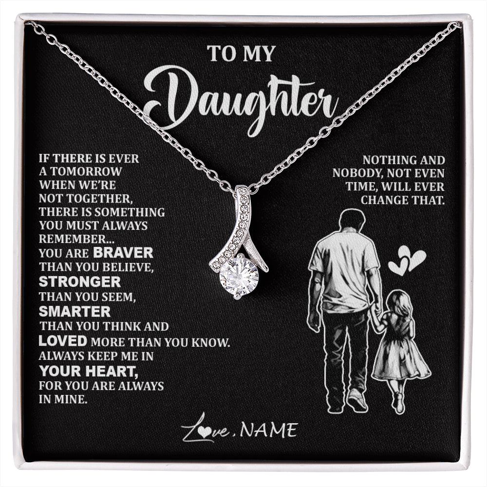 Alluring Beauty Necklace 14K White Gold Finish | 1 | Personalized To My Daughter Necklace From Dad Father You Are Always In Mine Beautiful Daughter Birthday Jewelry Graduation Christmas With Gift Box Message Card | siriusteestore