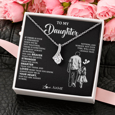 Alluring Beauty Necklace 14K White Gold Finish | 2 | Personalized To My Daughter Necklace From Dad Father You Are Always In Mine Beautiful Daughter Birthday Jewelry Graduation Christmas With Gift Box Message Card | siriusteestore
