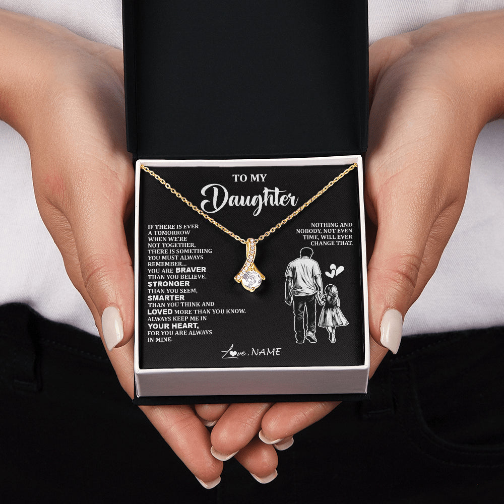 Alluring Beauty Necklace 18K Yellow Gold Finish | 2 | Personalized To My Daughter Necklace From Dad Father You Are Always In Mine Beautiful Daughter Birthday Jewelry Graduation Christmas With Gift Box Message Card | siriusteestore
