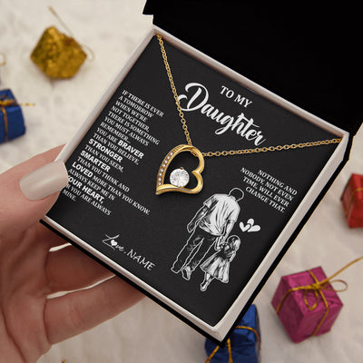 Forever Love Necklace 18K Yellow Gold Finish | 2 | Personalized To My Daughter Necklace From Dad Father You Are Always In Mine Beautiful Daughter Birthday Jewelry Graduation Christmas With Gift Box Message Card | siriusteestore