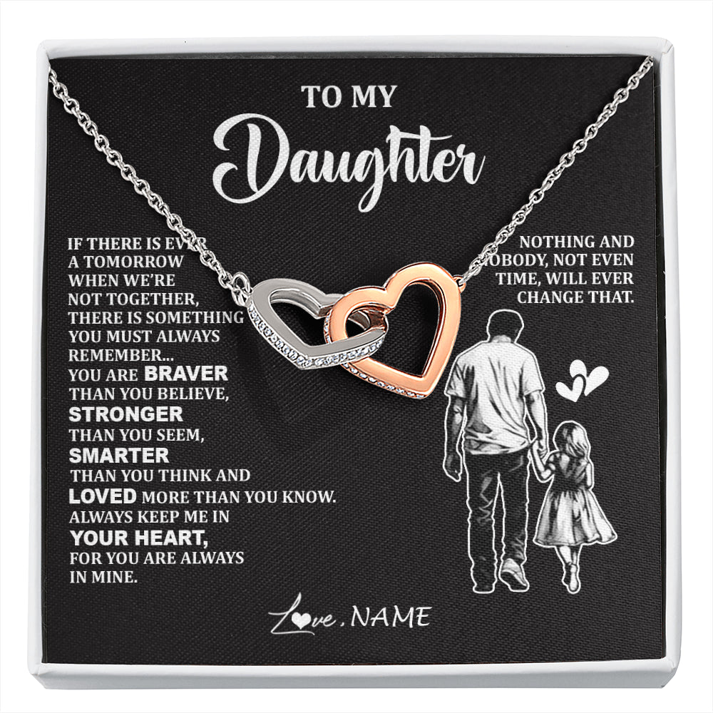 Interlocking Hearts Necklace Stainless Steel & Rose Gold Finish | 1 | Personalized To My Daughter Necklace From Dad Father You Are Always In Mine Beautiful Daughter Birthday Jewelry Graduation Christmas With Gift Box Message Card | siriusteestore