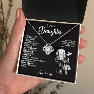 Love Knot Necklace 14K White Gold Finish | 2 | Personalized To My Daughter Necklace From Dad Father You Are Always In Mine Beautiful Daughter Birthday Jewelry Graduation Christmas With Gift Box Message Card | siriusteestore