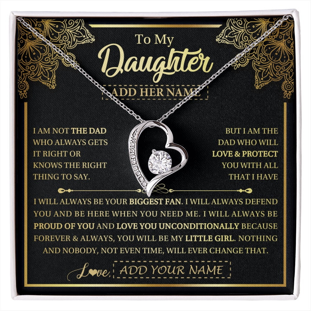 Forever Love Necklace 14K White Gold Finish | 1 | Personalized To My Daughter Necklace From Dad Father Your Biggest Fan Birthday Gifts For Daughter Gifts Christmas Jewelry Custom Gift Box Message Card | siriusteestore.myshopify