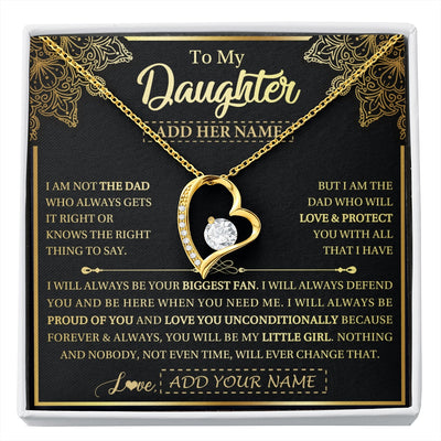 Forever Love Necklace 18K Yellow Gold Finish | 1 | Personalized To My Daughter Necklace From Dad Father Your Biggest Fan Birthday Gifts For Daughter Gifts Christmas Jewelry Custom Gift Box Message Card | siriusteestore.myshopify