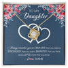 Love Knot Necklace 18K Yellow Gold Finish | Personalized To My Daughter Necklace From Dad Mom Braver Stronger Smarter Loved Daughter Jewelry Birthday Graduation Christmas Customized Message Card | siriusteestore