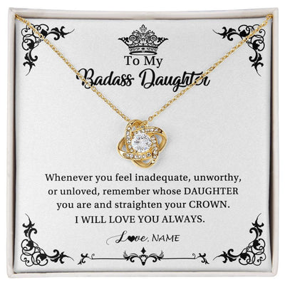 Love Knot Necklace 18K Yellow Gold Finish | Personalized To My Daughter Necklace From Dad Mom I Will Love You Always Daughter Jewelry Birthday Graduation Christmas Customized Message Card | siriusteestore