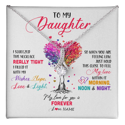 Alluring Beauty Necklace 14K White Gold Finish | 1 | Personalized To My Daughter Necklace From Dad Mom Mother I Squeezed This Necklace Daughter Birthday Graduation Christmas Customized Gift Box Message Card | siriusteestore