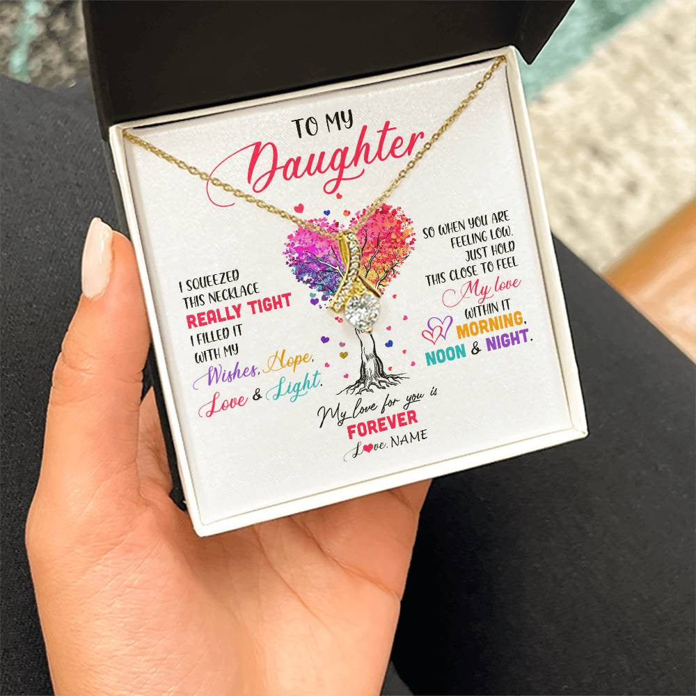 Alluring Beauty Necklace 18K Yellow Gold Finish | 2 | Personalized To My Daughter Necklace From Dad Mom Mother I Squeezed This Necklace Daughter Birthday Graduation Christmas Customized Gift Box Message Card | siriusteestore