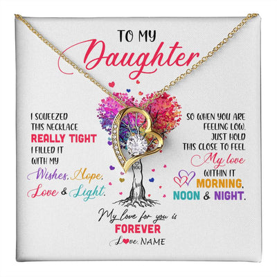 Forever Love Necklace 18K Yellow Gold Finish | 1 | Personalized To My Daughter Necklace From Dad Mom Mother I Squeezed This Necklace Daughter Birthday Graduation Christmas Customized Gift Box Message Card | siriusteestore