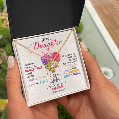 Love Knot Necklace 18K Yellow Gold Finish | 2 | Personalized To My Daughter Necklace From Dad Mom Mother I Squeezed This Necklace Daughter Birthday Graduation Christmas Customized Gift Box Message Card | siriusteestore