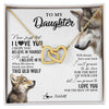 Interlocking Hearts Necklace 18K Yellow Gold Finish | 1 | Personalized To My Daughter Necklace From Dad Mom Mother This Old Wolf Love You Daughter Birthday Graduation Christmas Customized Gift Box Message Card | siriusteestore