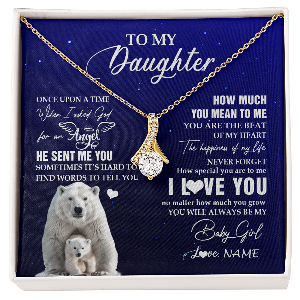 Alluring Beauty Necklace 18K Yellow Gold Finish | 1 | Personalized To My Daughter Necklace From Dad Mom Polar Bear Never Forget I Love You Daughter Birthday Graduation Christmas Customized Gift Box Message Card | siriusteestore