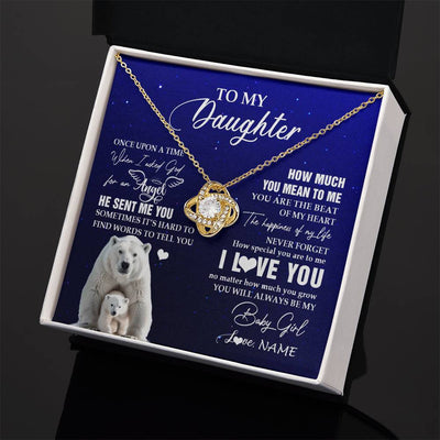 Love Knot Necklace 18K Yellow Gold Finish | 2 | Personalized To My Daughter Necklace From Dad Mom Polar Bear Never Forget I Love You Daughter Birthday Graduation Christmas Customized Gift Box Message Card | siriusteestore