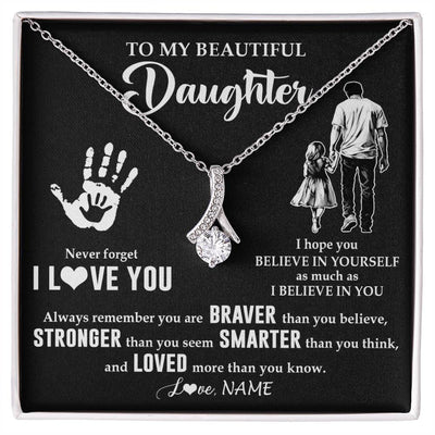 Alluring Beauty Necklace 14K White Gold Finish | 1 | Personalized To My Daughter Necklace From Dad Never Forget I Love You Daughter Birthday Gifts Christmas New Year Graduation Customized Gift Box Message Card | siriusteestore