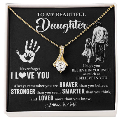 Alluring Beauty Necklace 18K Yellow Gold Finish | 1 | Personalized To My Daughter Necklace From Dad Never Forget I Love You Daughter Birthday Gifts Christmas New Year Graduation Customized Gift Box Message Card | siriusteestore