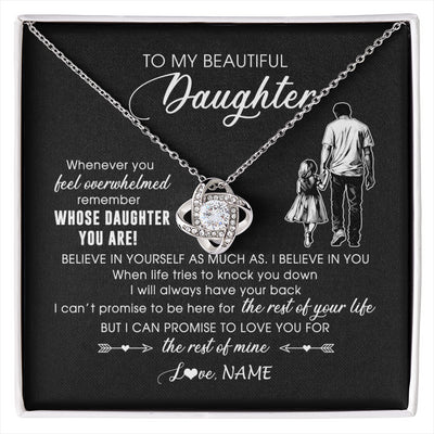 Love Knot Necklace 14K White Gold Finish | 1 | Personalized To My Daughter Necklace From Dad Whenever You Feel Overwhelmed Daughter Jewelry Birthday Graduation Christmas Customized Message Card | siriusteestore