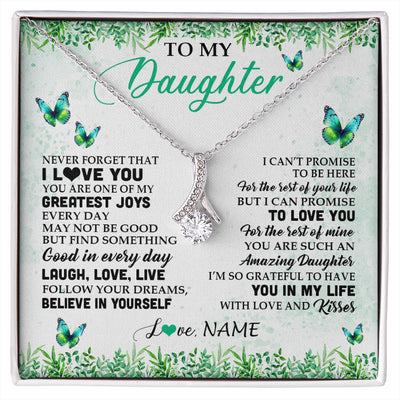 Alluring Beauty Necklace 14K White Gold Finish | 1 | Personalized To My Daughter Necklace From Mom Dad Father Butterfly Laugh Love Live Birthday Motivational Quote Christmas Customized Gift Box Message Card | siriusteestore