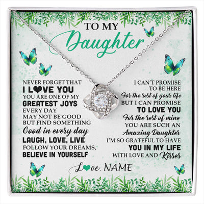Love Knot Necklace 14K White Gold Finish | 1 | Personalized To My Daughter Necklace From Mom Dad Father Butterfly Laugh Love Live Birthday Motivational Quote Christmas Customized Gift Box Message Card | siriusteestore