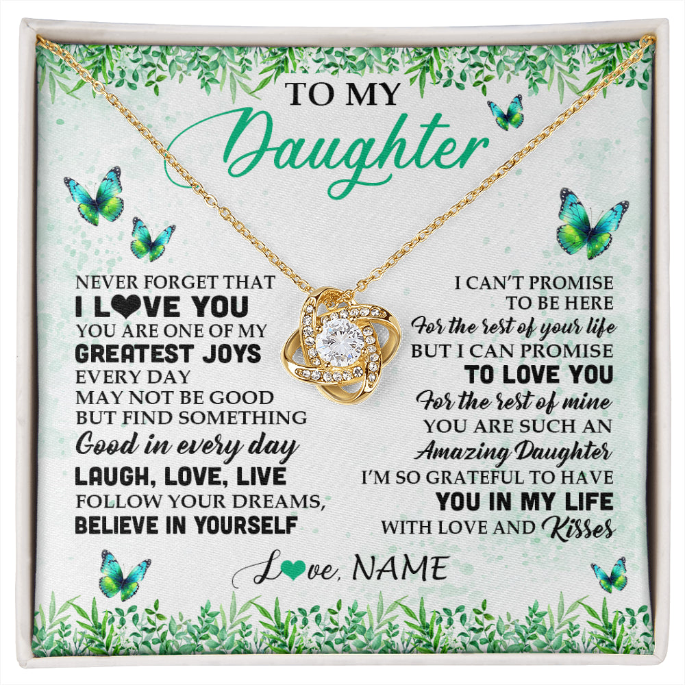 Love Knot Necklace 18K Yellow Gold Finish | 1 | Personalized To My Daughter Necklace From Mom Dad Father Butterfly Laugh Love Live Birthday Motivational Quote Christmas Customized Gift Box Message Card | siriusteestore