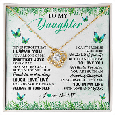Love Knot Necklace 18K Yellow Gold Finish | 1 | Personalized To My Daughter Necklace From Mom Dad Father Butterfly Laugh Love Live Birthday Motivational Quote Christmas Customized Gift Box Message Card | siriusteestore