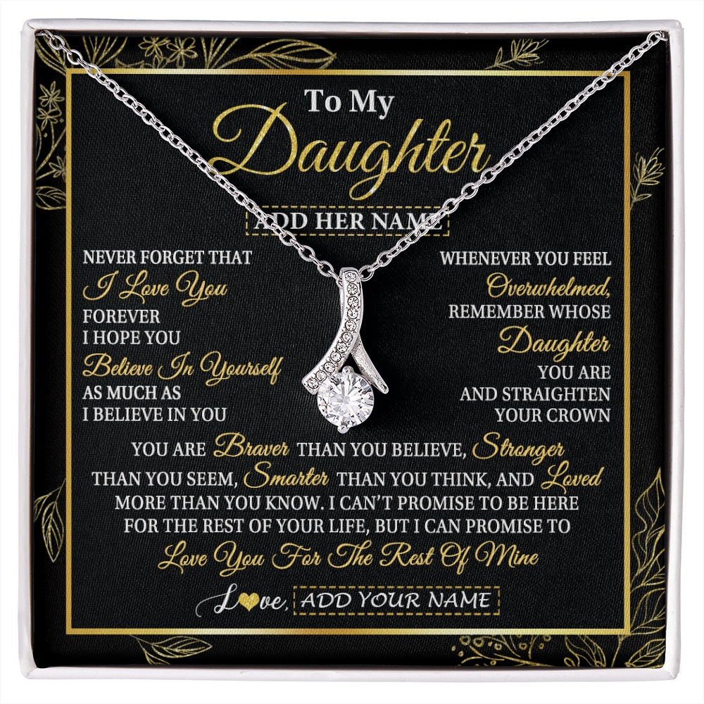 Alluring Beauty Necklace 14K White Gold Finish | 1 | Personalized To My Daughter Necklace From Mom Dad Father I Love You Gift For My Daughter Birthday Gifts Graduation Christmas Custom Gift Box Message Card | siriusteestore.myshopify