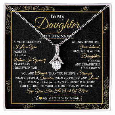 Alluring Beauty Necklace 14K White Gold Finish | 1 | Personalized To My Daughter Necklace From Mom Dad Father I Love You Gift For My Daughter Birthday Gifts Graduation Christmas Custom Gift Box Message Card | siriusteestore.myshopify
